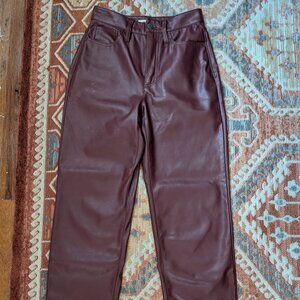 Madewell faux leather maroon bergundy pants 24